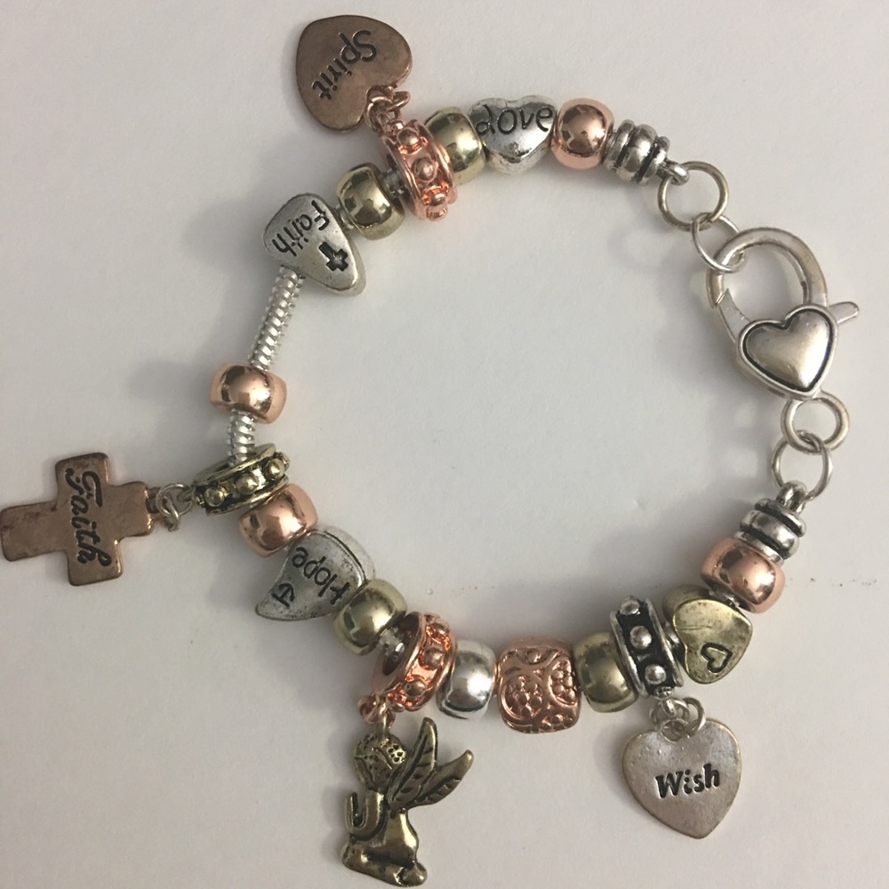 inspirational bracelet, rose gold, silver plated
